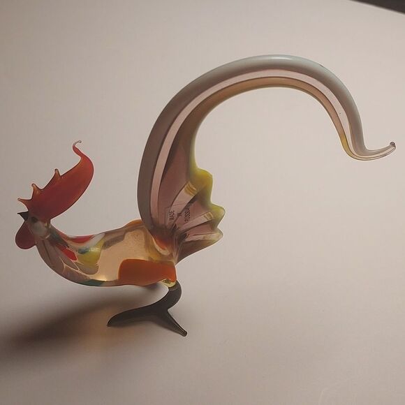 Russian Handblown Art Glass Figurine Rooster Bird - Picture 8 of 12